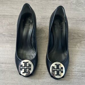 Tory Burch Black Peep-Toe Pumps